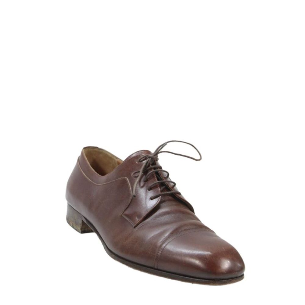 Salvatore Ferragamo Mens Lace Up Leather Cap Toe Oxfords Brown Size 10.5EE